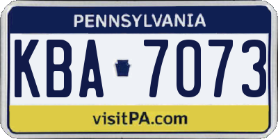 PA license plate KBA7073
