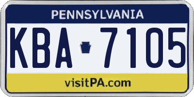 PA license plate KBA7105
