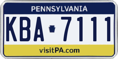 PA license plate KBA7111