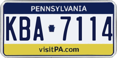 PA license plate KBA7114