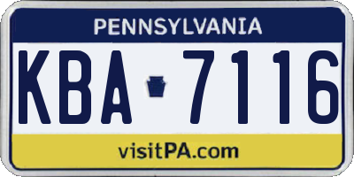 PA license plate KBA7116