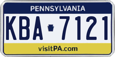 PA license plate KBA7121
