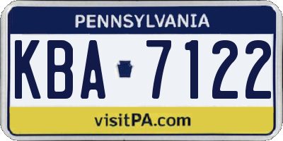 PA license plate KBA7122
