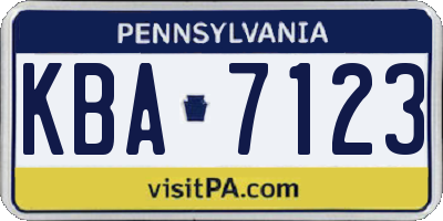 PA license plate KBA7123