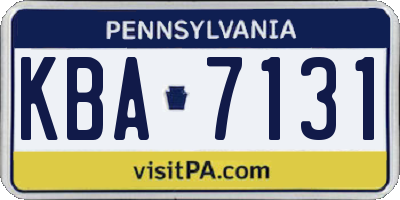 PA license plate KBA7131