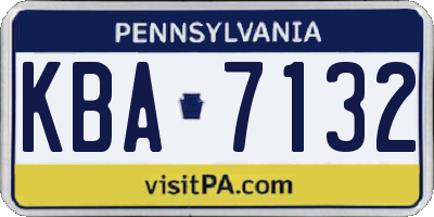 PA license plate KBA7132
