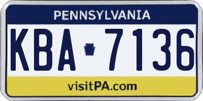 PA license plate KBA7136