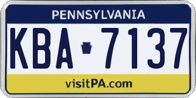 PA license plate KBA7137