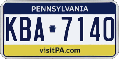 PA license plate KBA7140