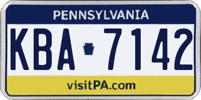 PA license plate KBA7142