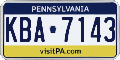 PA license plate KBA7143