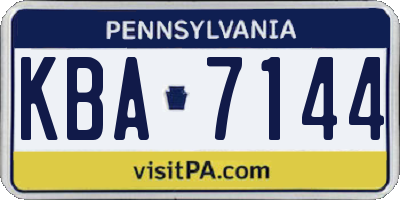 PA license plate KBA7144