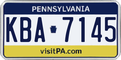 PA license plate KBA7145