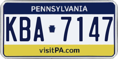PA license plate KBA7147