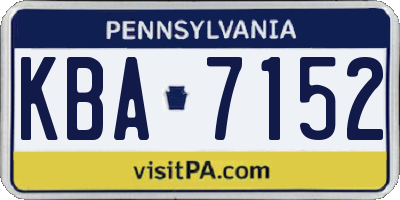 PA license plate KBA7152