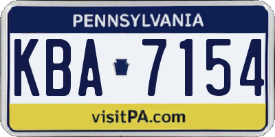 PA license plate KBA7154