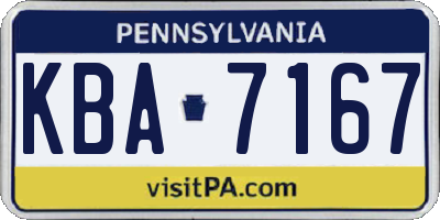 PA license plate KBA7167