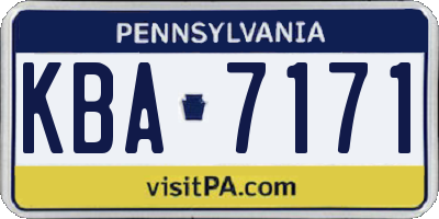 PA license plate KBA7171