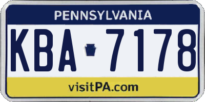 PA license plate KBA7178