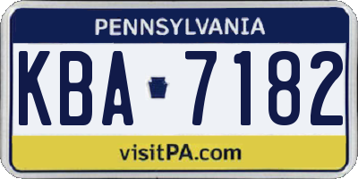 PA license plate KBA7182