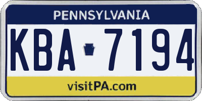 PA license plate KBA7194