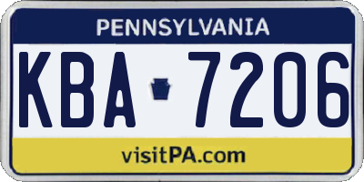 PA license plate KBA7206