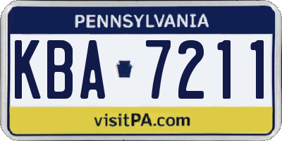 PA license plate KBA7211