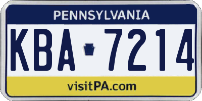 PA license plate KBA7214