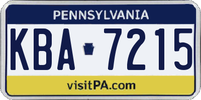 PA license plate KBA7215