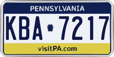 PA license plate KBA7217