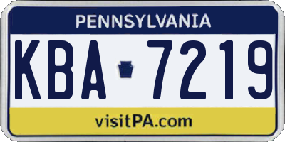 PA license plate KBA7219