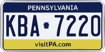 PA license plate KBA7220