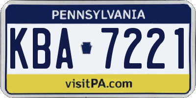 PA license plate KBA7221