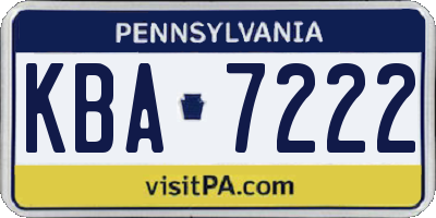 PA license plate KBA7222