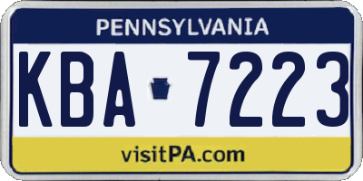 PA license plate KBA7223