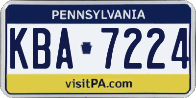 PA license plate KBA7224