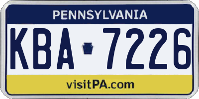 PA license plate KBA7226