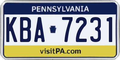 PA license plate KBA7231