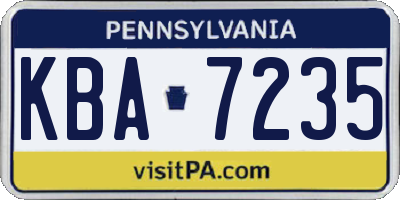 PA license plate KBA7235