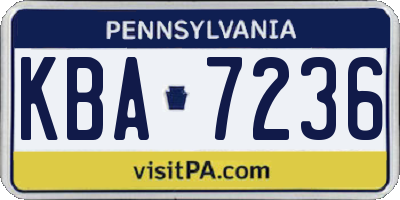 PA license plate KBA7236