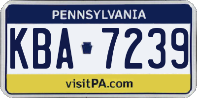 PA license plate KBA7239