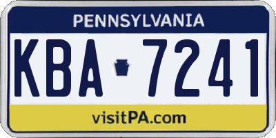 PA license plate KBA7241