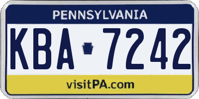 PA license plate KBA7242