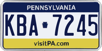 PA license plate KBA7245