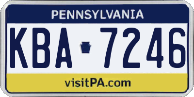 PA license plate KBA7246