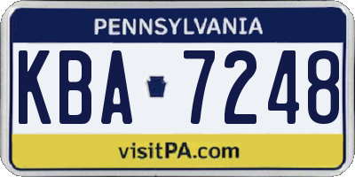 PA license plate KBA7248