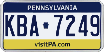 PA license plate KBA7249