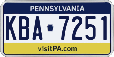 PA license plate KBA7251
