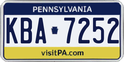 PA license plate KBA7252