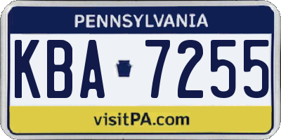 PA license plate KBA7255